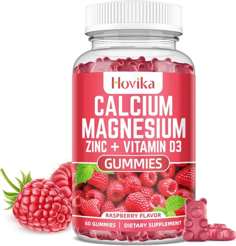 Gomitas de calcio y magnesio y zinc con potasio vitamina C, B6, D3, K2 - Calcio para mujeres y hombres - Suplemento multivitamínico de calcio,