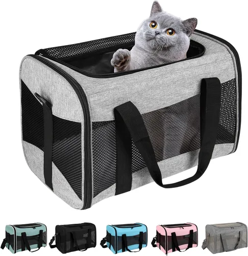 Miniatura 14 de Estuche de transporte para gatos, aprobado por aerolíneas, portátil y transpirable, transportador de viaje para mascotas, almohadilla de forro polar