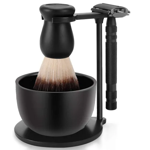 Miniatura 5 de Amazing - Kit de afeitado húmedo para hombre, misterioso juego de afeitado y aseo negro, juego de afeitado pesado de lujo, soporte de afeitar