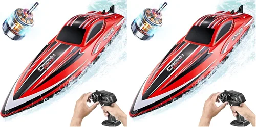 Miniatura 7 de BEZGAR Barco a control remoto, 16 pulgadas, grande, sin escobillas, para adultos y niños, 55 KPH grandes y rápidos, barcos de velocidad RC
