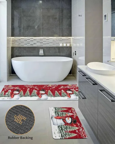 Miniatura 5 de Tapete de baño de muñeco de nieve para bañera, antideslizante, de secado rápido y absorbente, tierra de diatomeas, fregadero, dormitorio, cocina
