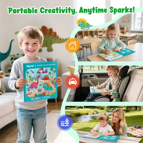 Miniatura 9 de JoyCat Libros para colorear con pintura de agua para niños pequeños, juegos de pintura acuarela para niños de 3-5 4-8 años, juguete de manualidades