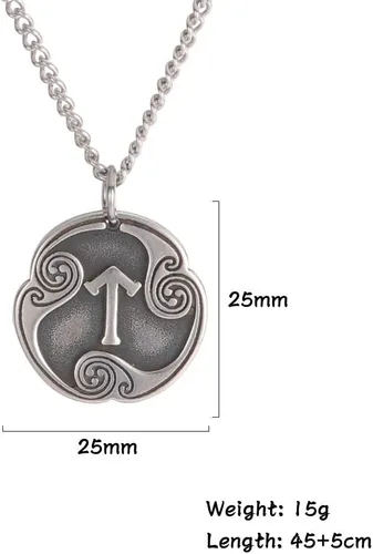 Miniatura 3 de TEAMER Collar con colgante de amuleto de acero inoxidable de 24 runas de los vikingos nórdicos, joyería con símbolo de la suerte y la bendición