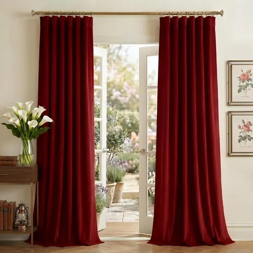 Miniatura 18 de NICETOWN Cortinas de terciopelo blanco marfil de 10 pies de largo para techos altos, cortinas extralargas con aislamiento térmico para ventanas
