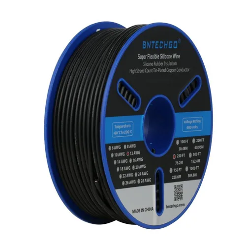 Miniatura 8 de BNTECHGO Carrete de alambre de silicona calibre 12, 50 pies, color marrón, flexible, 12 AWG, alambre de cobre estañado trenzado