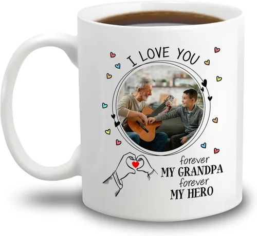 Miniatura 23 de Taza de café con texto en inglés "Best Grandpa Ever", regalo para el día del padre, taza de café personalizada para abuelo, tazas blancas de 11 Taza