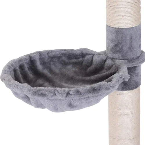 Miniatura 8 de PawHut Árbol para gatos de piso a techo de altura ajustable de 102 pulgadas, torre para gatos de 5 niveles con postes rascadores, hamaca, gris