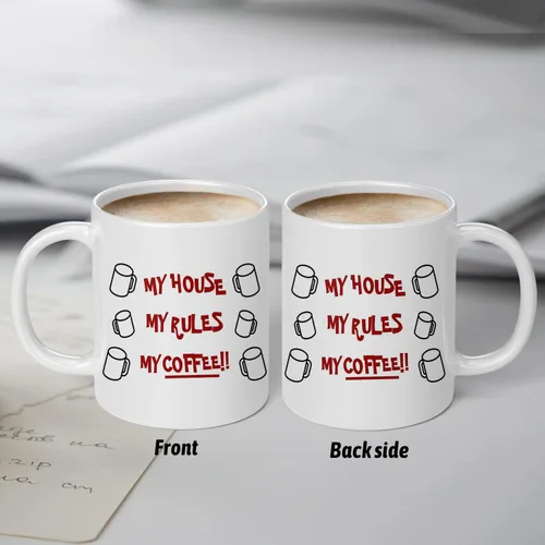 Miniatura 4 de My House My Rules My Coffee - Knives Out - Taza de café de cerámica de alta calidad para el verdadero conocedor del café, taza de café divertida
