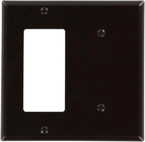 Leviton Decora/ICFT - Placa de pared para combinación de dispositivos de 2 unidades, 1 blanco, tamaño estándar, 80708