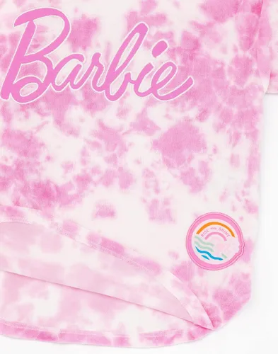 Miniatura 6 de Barbie Poncho de toalla para niñas Toalla de baño rosa con teñido anudado para niños Bata cambiadora gráfica de muñeca Acogedor traje de baño