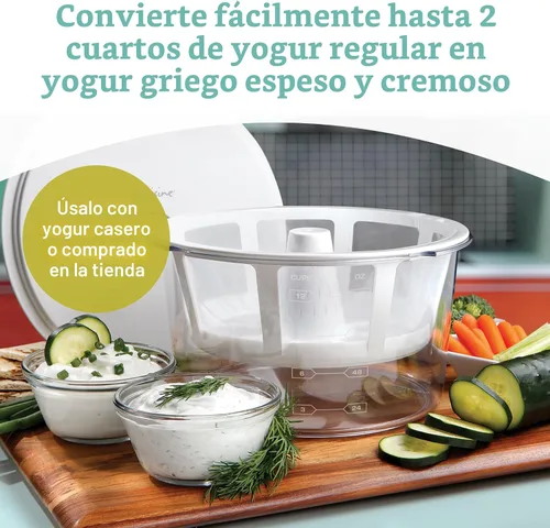 Miniatura 2 de Euro Cuisine GY50 - Máquina para hacer yogur griego con cesta de malla ultrafina, sin BPA, colador de yogur griego patentado para yogur griego