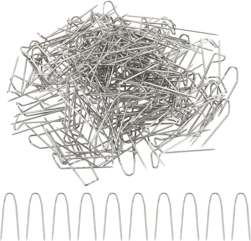 Miniatura 10 de PATIKIL Pasadores de horquilla, 200 pines de acero inoxidable para coser en U de 0.9 pulgadas, pasadores de doble bloqueo para coser joyas, tela