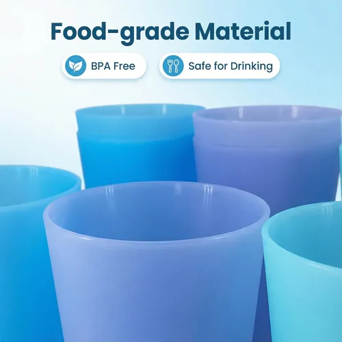 Miniatura 3 de Vasos de plástico de 32 onzas, sin BPA, reutilizables, aptos para lavavajillas, juego de 12 en 4 vasos grandes de colores surtidos Colores costeros