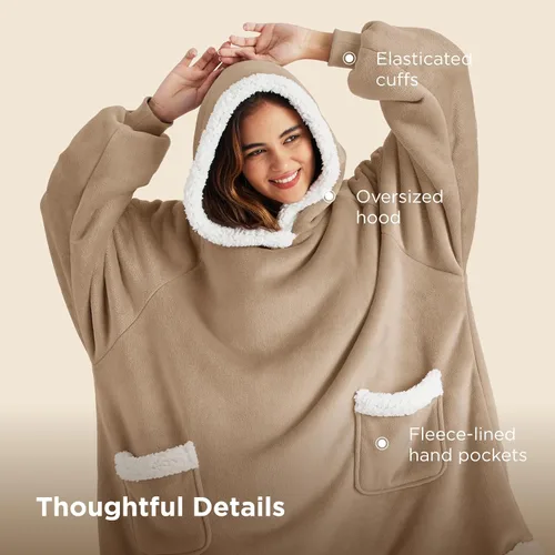 Miniatura 7 de Bedsure Manta con capucha, manta con capucha como regalo para mamá, regalos de cumpleaños para mujeres, niños, adolescentes, sudadera de sherpa