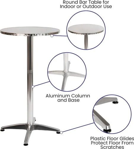 Miniatura 4 de Flash Furniture Mesa de barra de metal - Mesa de patio de aluminio - Mesa de barra redonda Mellie de 23.5 pulgadas de alto - Interior y exterior