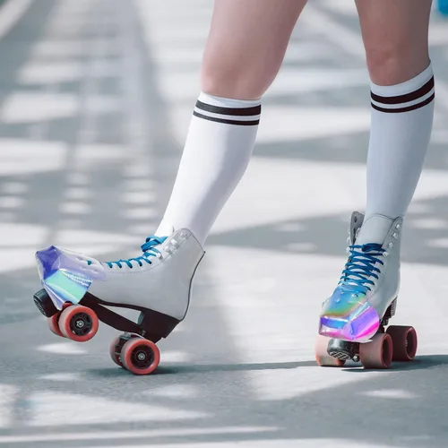 Miniatura 6 de Geyoga 2 protectores de piel sintética para patines de cuatro ruedas (color arcoíris, patrón sólido)