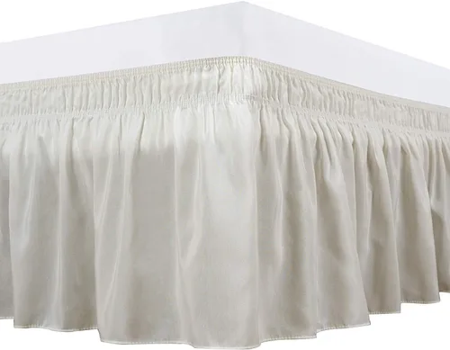 Miniatura 5 de Elegant Decor Falda de cama 100% algodón egipcio, falda de cama de lujo de 9 pulgadas, 650 hilos, volantes elásticos ajustables y resistentes a