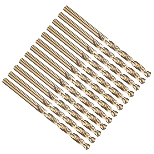 Miniatura 296 de PATIKIL Broca Jobber de 0.039 in, vástago recto M35 cobalto 5% acero de alta velocidad 135° acabado dorado para metal duro de acero inoxidable - 2