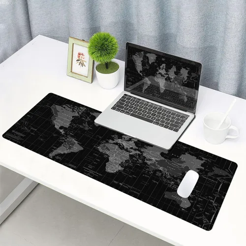 Miniatura 6 de Alfombrilla de ratón grande para juegos con bordes cosidos, alfombrilla de escritorio extendida para teclado, base de goma antideslizante 17 Mapa