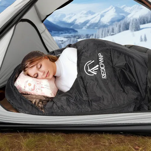 Miniatura 4 de REDCAMP Saco de dormir de franela para adultos, cómodos sacos de dormir de algodón para campamento, mochileros, senderismo, con capucha desmontable