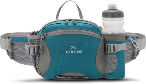 Peicees Riñonera de senderismo, bolsa de cintura grande para hombres y mujeres, con soporte para botella, resistente al agua, paquete lumbar para