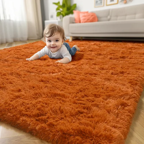 Miniatura 17 de Alfombras moradas para dormitorio de niñas, alfombra de 5 x 8 pies, alfombra peluda esponjosa para sala de estar, alfombras peludas gruesas