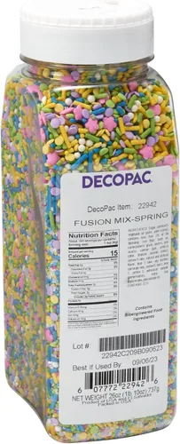 Miniatura 36 de DECOPAC Sweet Tooth Deluxe Fusion Mix, 26 onzas, chispas de caramelo en recipiente de mano, gránulos comestibles para pasteles de celebración