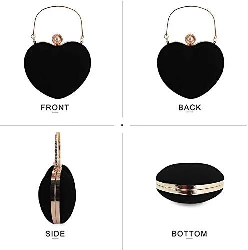 Miniatura 5 de Bolso de mano en forma de corazón para mujer, bolso de hombro de terciopelo, bolsos de noche