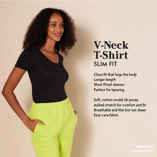 Miniatura 2 de Tienda Essentials Womens Slim-Fit Short-Sleeve V-Neck T-Shirt