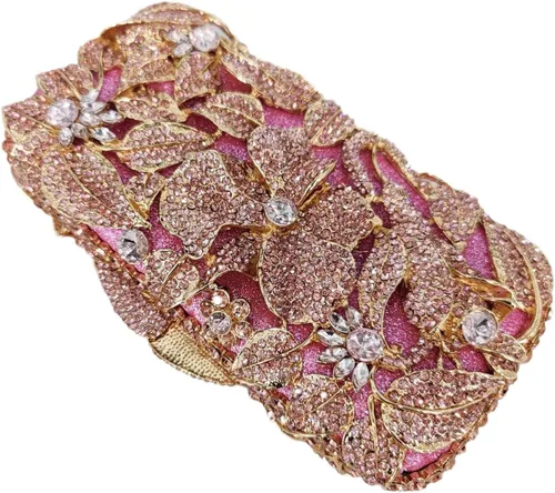 Miniatura 9 de Boutique De FGG Elegante flor mujer cristal noche embrague bolsos boda fiesta nupcial Rhinestone bolso monedero