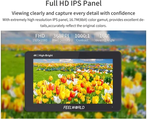 Miniatura 8 de FEELWORLD Batería F6 Pro +NP-F970, cargador, kit de estuche de almacenamiento, pantalla táctil HDMI 4K de 5.5 pulgadas Monitor en cámara 1600nits