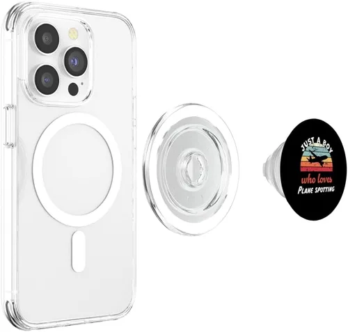 Miniatura 4 de Just A Boy Who Loves Plane spotting Kids Avión spotting Boys PopSockets MagSafe PopGrip para iPhone