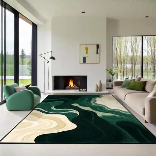 Miniatura 10 de Alfombra de entrada lavable verde de 2 x 3 pies, alfombra decorativa de mármol abstracto, alfombra pequeña antideslizante para puerta de entrada