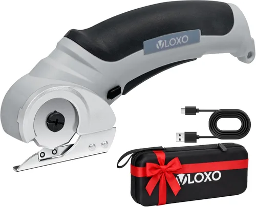Miniatura 8 de VLOXO Tijeras eléctricas inalámbricas, cortador de cartón con bloqueo de seguridad, mini cortador eléctrico de 4.2 V, tijeras giratorias para Rosa