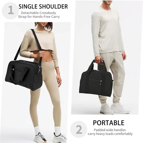 Miniatura 3 de SeaRock Bolsa de gimnasio pequeña de 14 pulgadas para mujeres y hombres, mini bolsa de lona para fines de semana y noche con compartimento