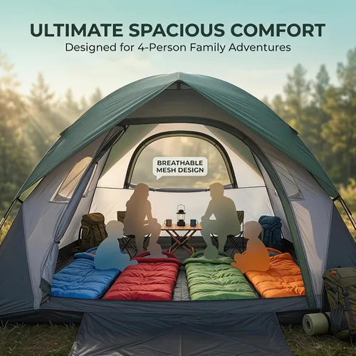 Miniatura 5 de XL Tienda de campaña con cúpula para 4 a 6 personas, doble capa impermeable, desmontable para senderismo al aire libre, pesca