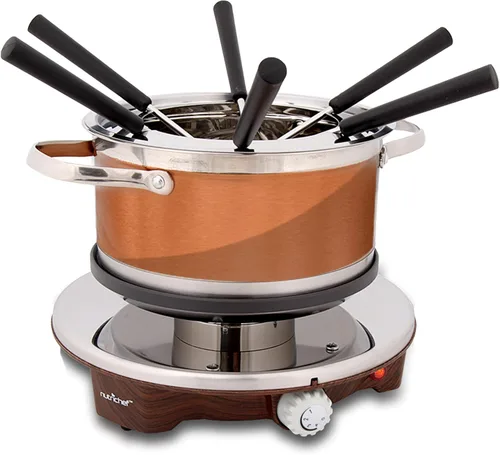 NutriChef Juego de máquina eléctrica para hacer fondue de chocolate, kit de máquina calentadora de 1000 W, olla antiadherente de acero inoxidable de