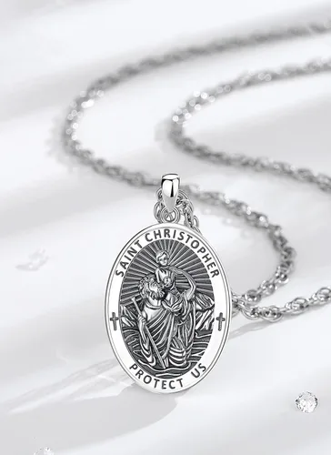 Miniatura 97 de CELESTIA Medallas de plata de ley 925 San Miguel/San Cristóbal/San Benito/San Gabriel/Virgen María/Jesús/Caravaca/Metatrón/Sello de los Siete