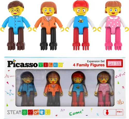 Picasso Toys Bloques de Erizo 4 Figuras de Personajes de Acción Familiar Juguete para Niños Pequeños Construcción Bloques de Baldosas Paquete de