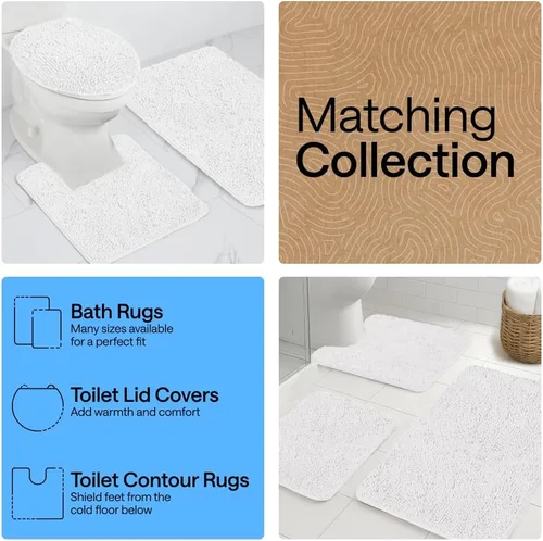 Miniatura 222 de Gorilla Grip - Tapete de baño de felpilla gruesa, suave y absorbente, secado rápido, de microfibra, con reverso de caucho, para piso de ducha, Nube