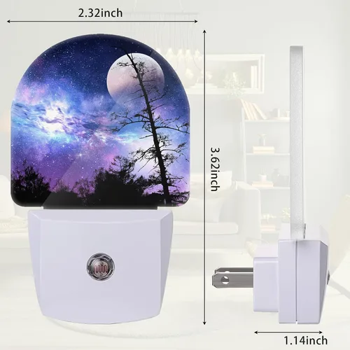 Miniatura 2 de Luz nocturna de cielo estrellado, luz nocturna de luna enchufable a la pared con sensor de atardecer a amanecer, lámpara LED de ahorro de energía