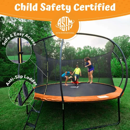Miniatura 6 de Jumpzylla - Cama elástica recreativa para niños, con red de seguridad, escalera y revestimiento antioxidante, de 8, 10, 12, 14, 15 y 16 pies