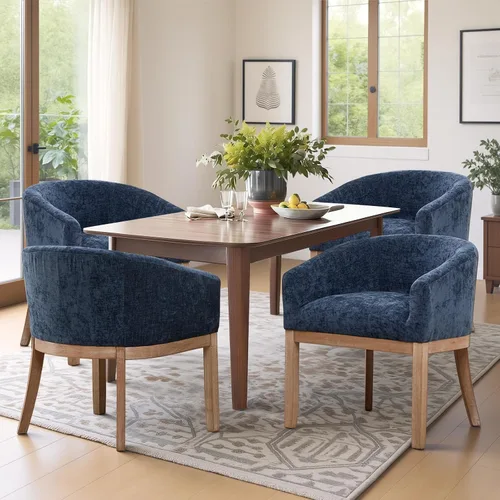 Miniatura 16 de SoarFlash Sillas de comedor tapizadas modernas de mediados de siglo con brazos, juego de 2, sillas de cocina y comedor de lino de granja, con marco