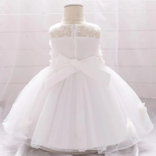 Miniatura 4 de TUIJI Vestido de encaje de tul sin mangas con lazo de princesa para niñas pequeñas de 6M-2T