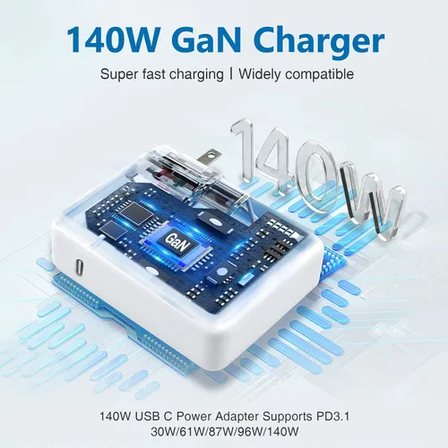 Miniatura 4 de Cargador de 140 W para MacBook Pro - Compatible con Pro (16 pulgadas 2021-2023) y (14 pulgadas 2023), Air (13-15 pulgadas 2021-2024), incluye un