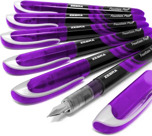 Miniatura 2 de Zebra Fuente - Pluma estilográfica desechable, tinta morada, paquete de 6