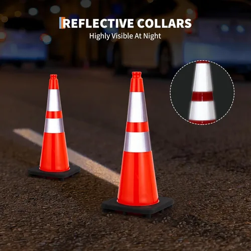 Miniatura 3 de Conos de tráfico de 28 pulgadas, 10 conos de seguridad, conos de seguridad de PVC naranja para estacionamiento en carretera con 2 collares