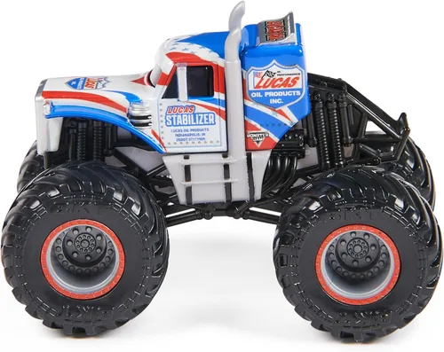 Miniatura 3 de Monster Jam Camión fundido a presión oficial a escala 1:64 2023, paquete de 2 unidades, estabilizador Lucas 26 vs Jester