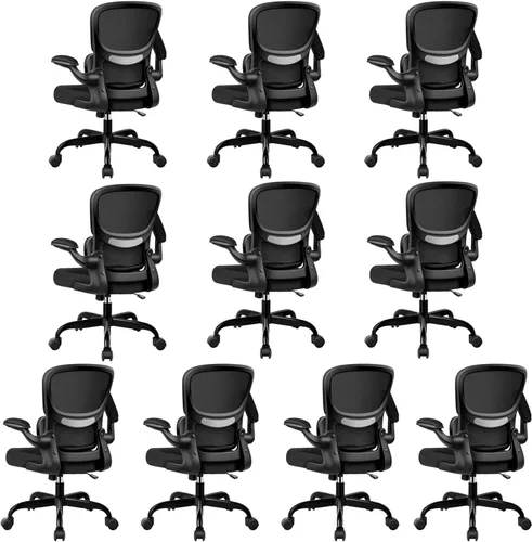 Miniatura 10 de BESTFAIR Silla de oficina ergonómica, silla de escritorio de malla transpirable cómoda con soporte lumbar, silla de escritorio para el hogar