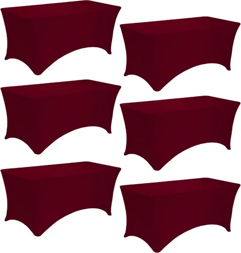 Miniatura 18 de Paquete de 2 manteles rectangulares de elastano de 6 pies, lavables, resistentes a las arrugas, para mesas plegables, bodas, fiestas, cumpleaños